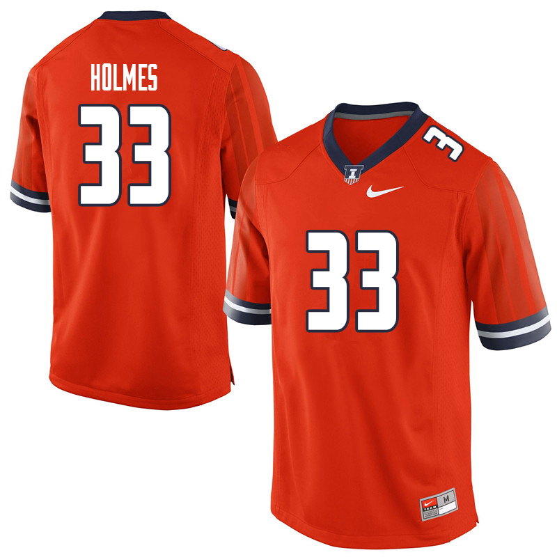 Men #33 Ezekiel Holmes Illinois Fighting Illini College Football Jerseys Sale-Orange